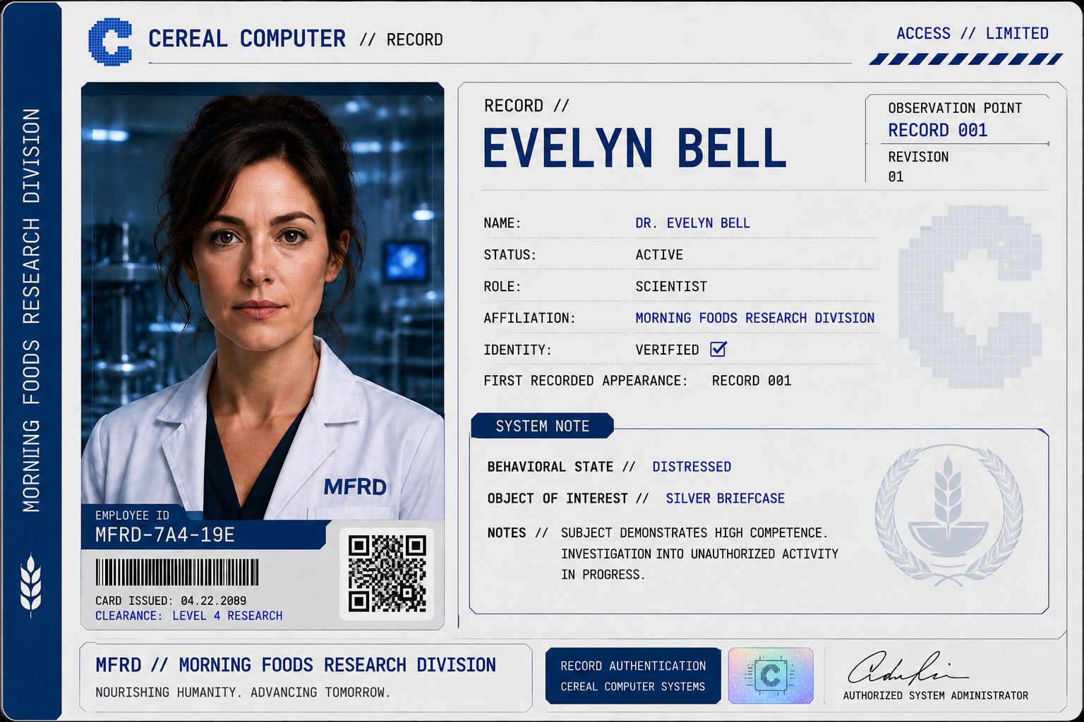 Dr. Evelyn Bell Cereal Computer record