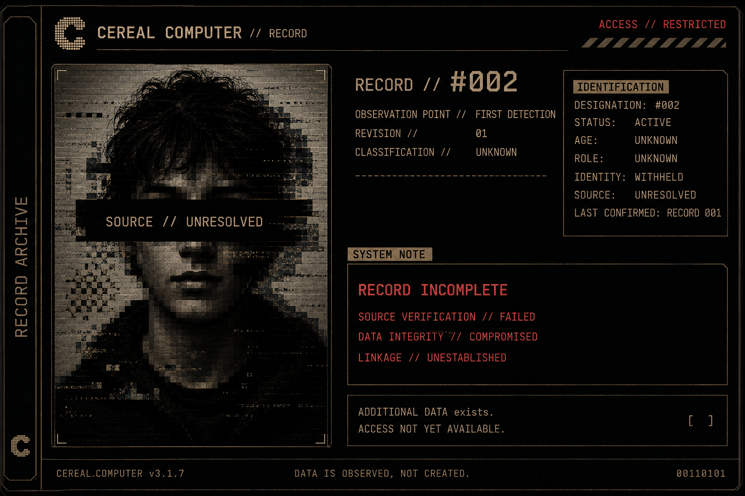 #002 Cereal Computer restricted record